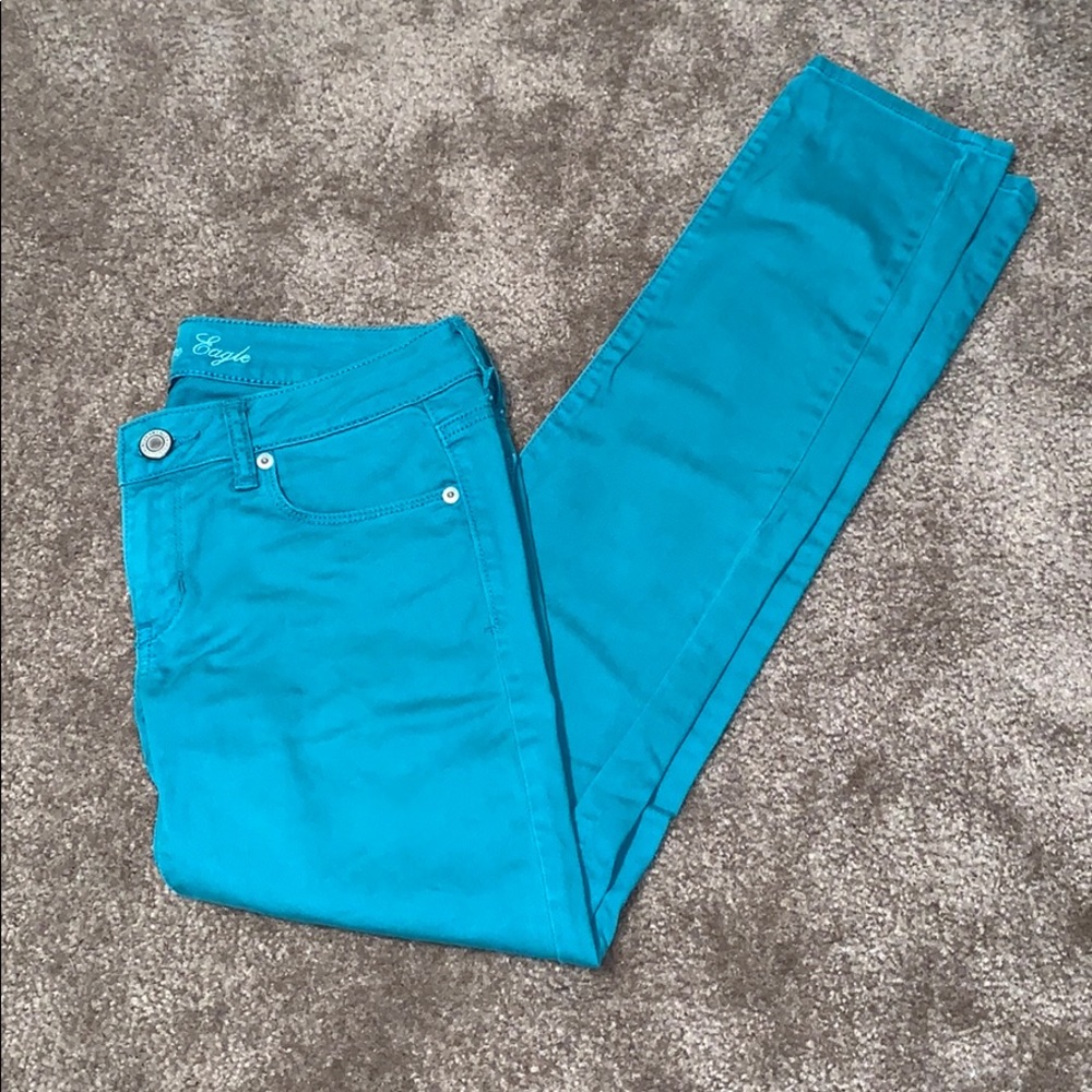 American Eagle Skinny Stretch Teal Jeans
